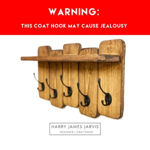 Handmade Rustic Coat Rack Shelf: Upcycled Wood with Matte Black Hooks
