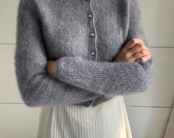 XS maglione da sposa, soffice bolero da sposa fatto a mano, cardigan in mohair, cardigan da sposa, bolero da sposa, giacca da sposa grigia, maglione da sposa grigio