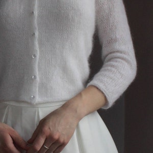 Braut flauschiger Bolero, Hochzeit Pullover, off white Ivory Mohair Strick Shrug, Hochzeit Cardigan, 3/4 Ärmel, Cover Up Mohair, Wrap, Jacke