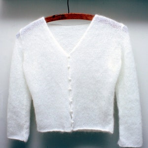 Wedding Cardigan, Bridal Fluffy Cardigan, Kate Middleton, White Ivory Mohair Bolero, 3/4 Sleeve Sweater, Bridal Cover Up, Wedding Wrap