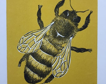 Bee print / 6x8 / unframed / insect art