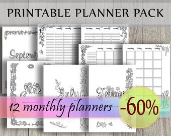 watercolor agenda 2019 printable planner pages undated etsy