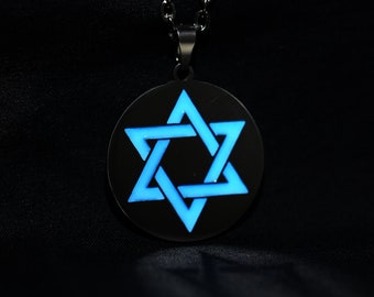 Star Of David Necklace, Glow in the Dark David's Star, Magen David, Jewish Necklace, Judaica Necklace, Bar & Bat Mitzvah gift, Hanukkah gift