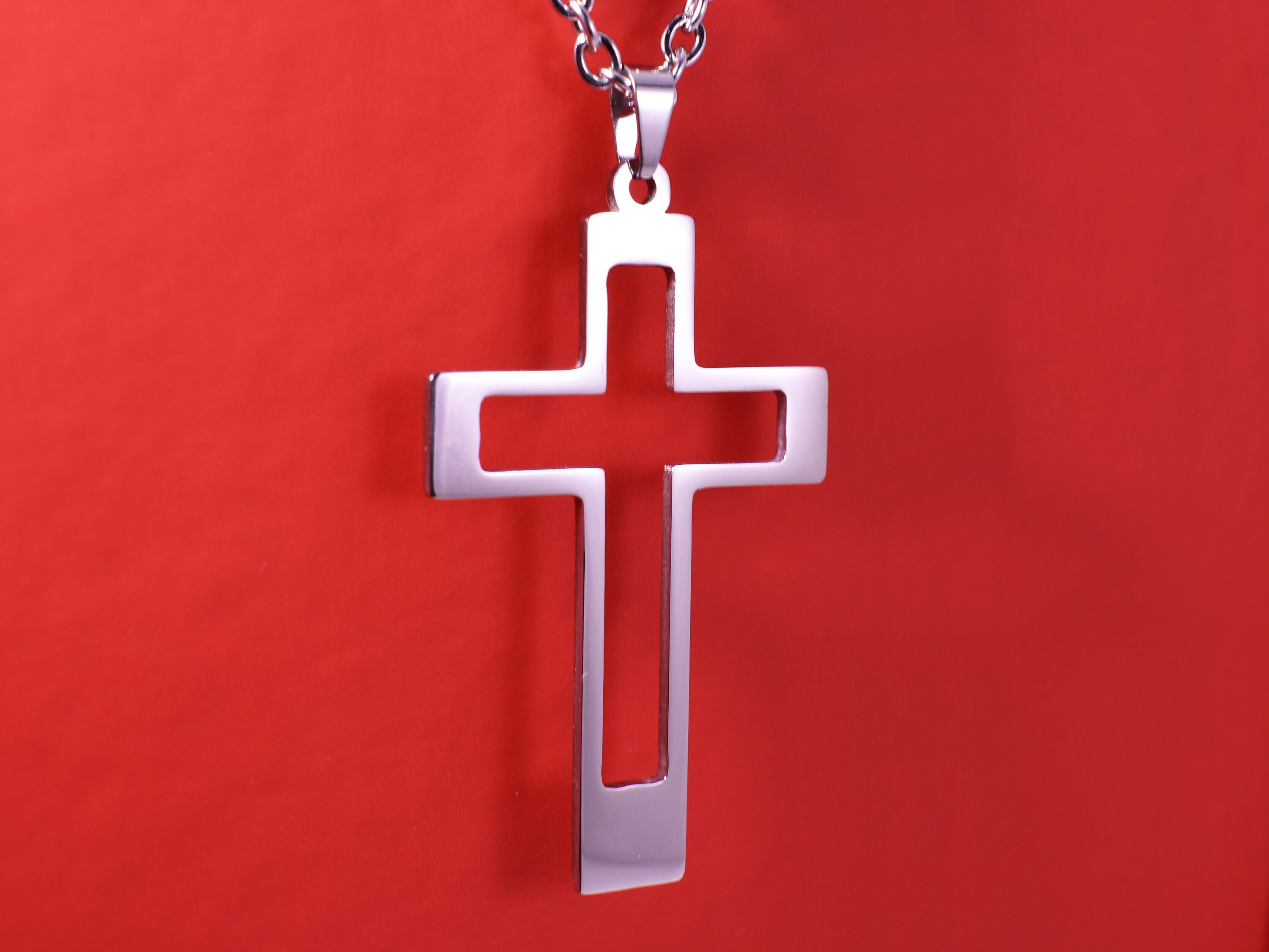 Men Cross Necklace Stainless Steel Necklace Faith Necklace Etsy