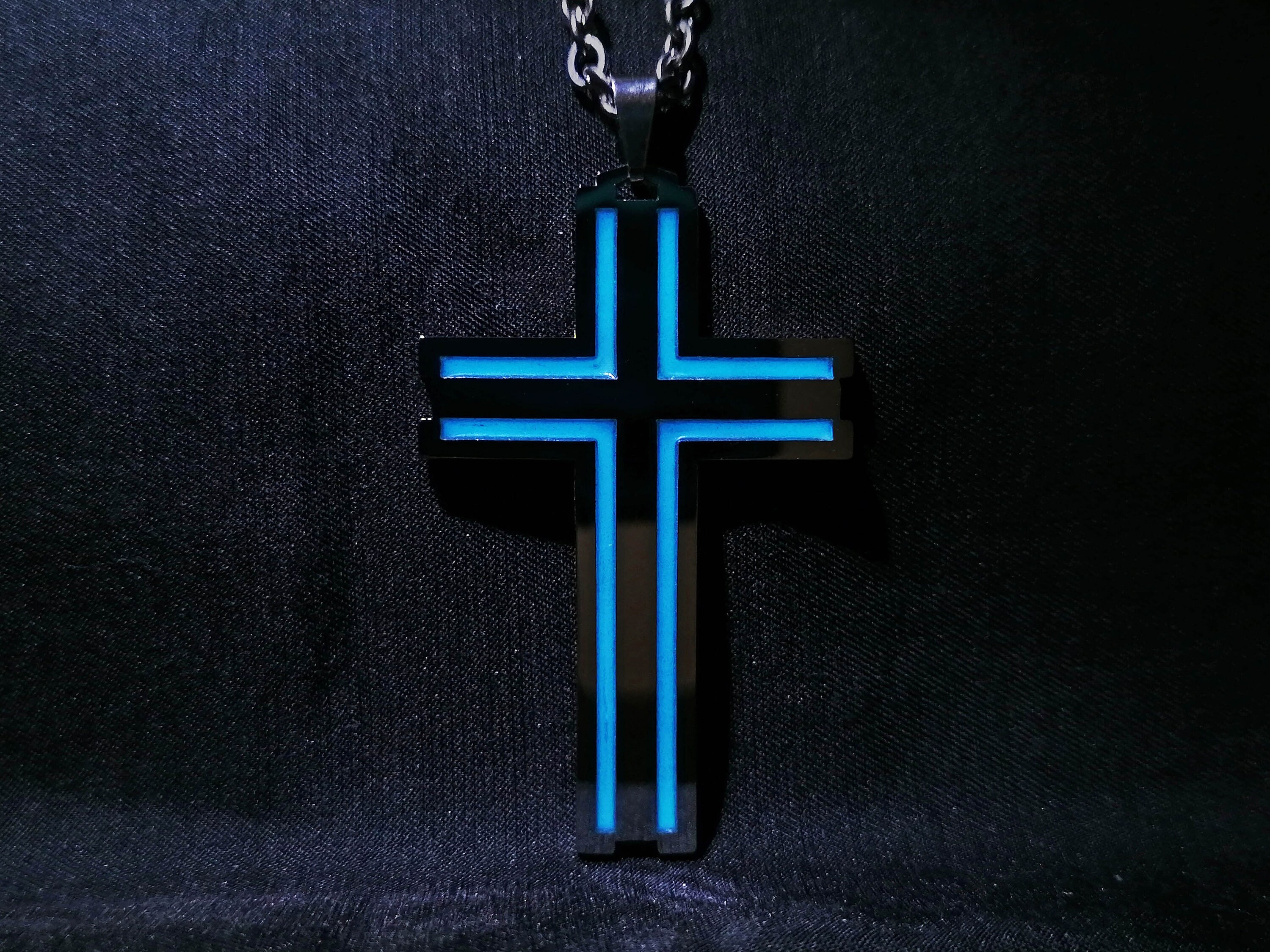 Glow in The Dark Christian Cross Bracelets Blue - Vintage Cross