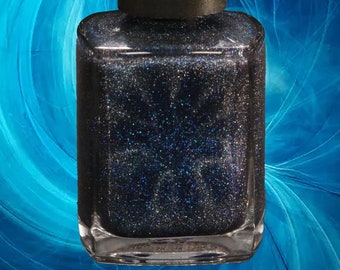 Retro Chic Midnight Blue MAGNETIC 10 Free Nail Lacquer With Ultrafine Blue Holographic Glitter