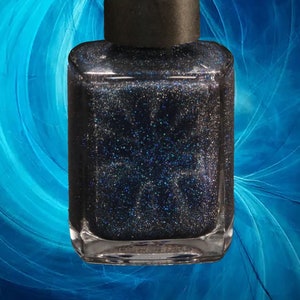 Retro Chic Midnight Blue MAGNETIC 10 Free Nail Lacquer With Ultrafine Blue Holographic Glitter