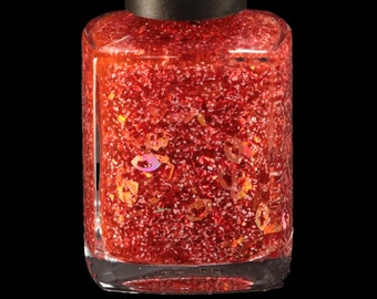 Best Wishes And Candy Cane Kisses Red And White With Red Holo Lip Glitter 21 Free Gel Like Topper Nail Polish