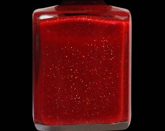 Joy To The World Red Nail Lacquer With Gold Holographic Glitter