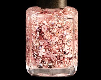 My Silhouette Is A Cameo Black, White, Blush Pink and Holographic Glitter 21 Free Glitter Nail Polish Topper With Blush Pink Lip Glitter