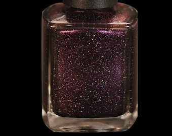 Merlin's Love Potion Dark Plum-Purple 10 Free Vegan Holographic Nail Polish With a Brighter Violet Color Shift