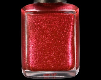 Glam Rock Girls 10 Free Vegan Ruby Red Flakie Nail Lacquer With A Slight Hot Pink Shift