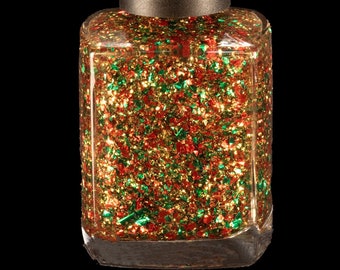 On Point-settia Bouquet 21 Free Gel-Like Red, Green and Bright Gold Flakie Topper Nail Polish