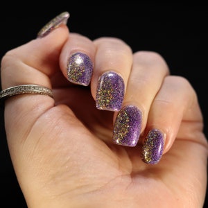 Hair Band 10 Free Vegan Purple and Gold Holographic Flake Glitter Nail Lacquer image 6