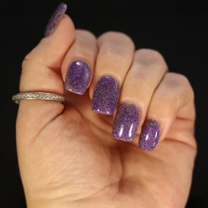 Hair Band 10 Free Vegan Purple and Gold Holographic Flake Glitter Nail Lacquer image 4