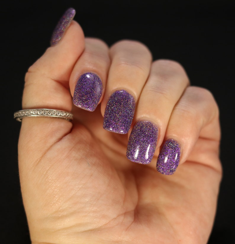 Hair Band 10 Free Vegan Purple and Gold Holographic Flake Glitter Nail Lacquer image 4