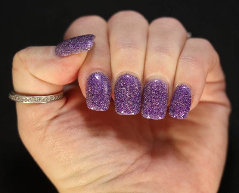 Hair Band 10 Free Vegan Purple and Gold Holographic Flake Glitter Nail Lacquer image 2