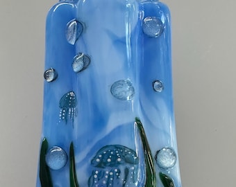 Fused glass wall vase