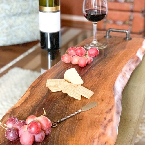 Olive Wood Charcuterie Board Serving Board With Handles Etsy