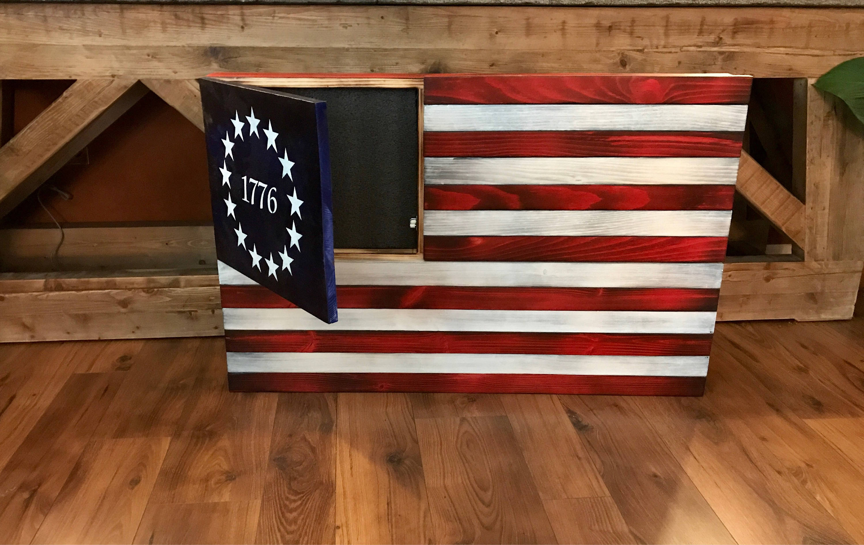 Rustic American Flag Concealed Weapon Flag Wooden Etsy
