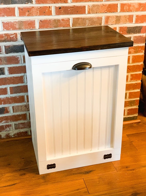 Tilt Out Trash Can Cabinet Unique Wedding Gift For Couple Bin Farmhouse Kitchen Decor Tilting Recycling
