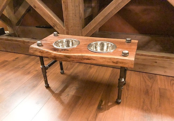 Raised Dog Feeder Bowl, Wooden Elevated Pet Feeder