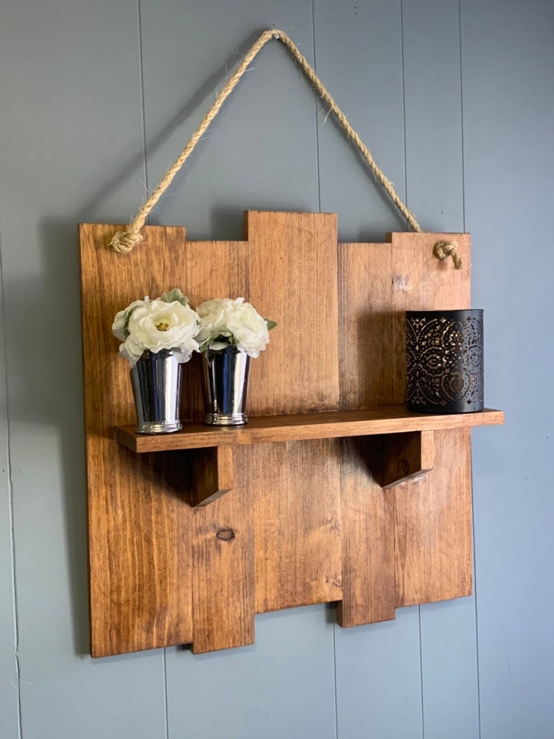 Rustic hanging shelf entryway decor college dorm decor | Etsy