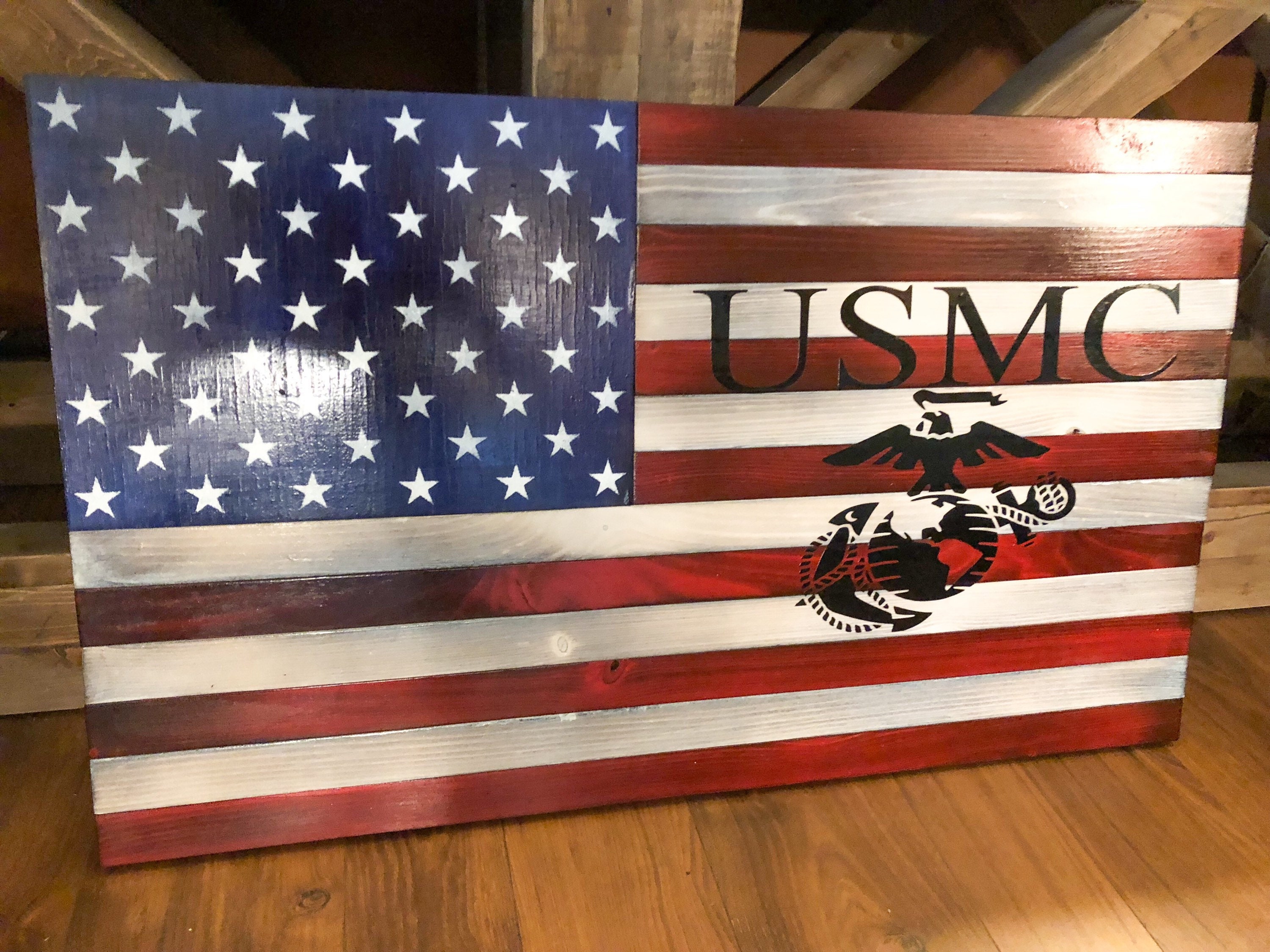 Rustic American Flag Distressed Wood Flag Wooden American Etsy