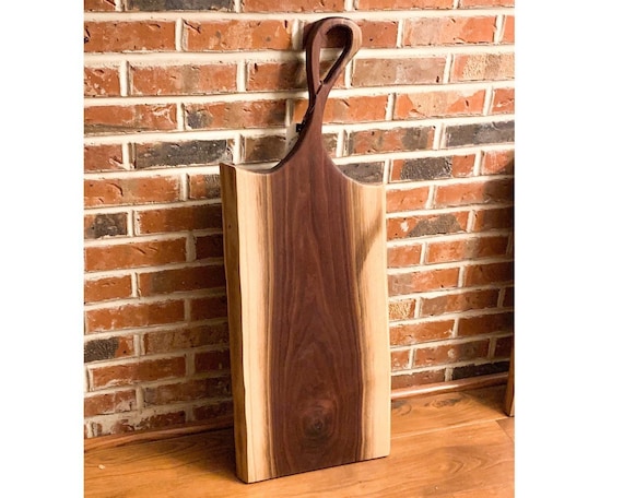 Walnut Cutting Boards With Handle Live Edge Charcuterie Etsy