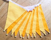 Orange and white striped fabric bunting | Double-sided | 12 flags | approx 3 metres