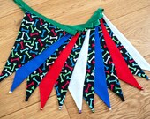 Colourful dog bone fabric bunting | Double-sided | 12 flags | approx 3 metres