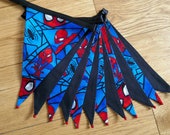 Marvel Comics Spiderman superhero fabric bunting | Double-sided | 12 flags | Approx 3 metres