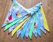 Colourful kite fabric bunting | Double-sided | 12 flags | approx 3 metres | Nursery, Christening, Child's bedroom