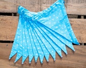Ice blue festive star fabric Christmas bunting | Double-sided | 12 flags | approx 2.7 metres
