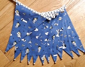 Blue cartoon dog fabric bunting | Double-sided | 12 flags | approx 3 metres