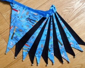 Turquoise tools DIY shed fabric bunting | Double-sided | 12 flags | approx 3 metres