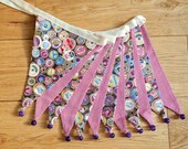 Vintage-style sewing/cotton reels fabric bunting | Double-sided | 12 flags | approx 3 metres