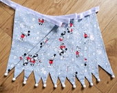 Grey Disney Mickey and Minnie Mouse fabric bunting | Double-sided | 12 flags | approx 3 metres
