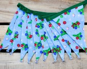 Vintage retro style Christmas baubles festive blue bunting | Double-sided | 12 flags | approx 3 metres