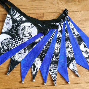 Blue Star Wars space fabric bunting | Double-sided | 12 flags | approx 3 metres