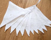 Ivory broderie anglaise wedding vintage fabric bunting | Double-sided | 12 flags | approx 3 metres