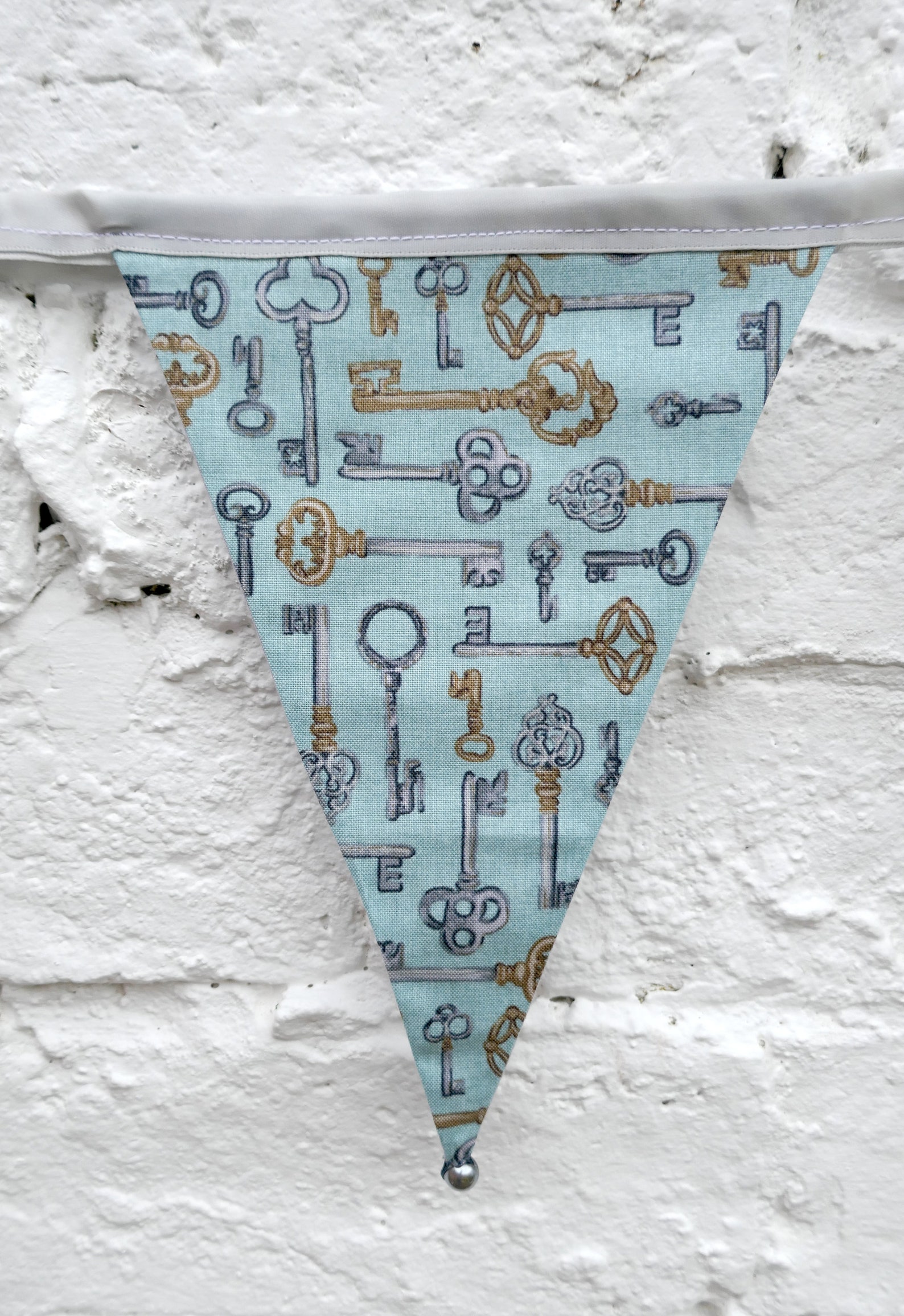 Turquoise Keys Fabric Bunting Doublesided 12 Flags Approx 3 Metres Etsy