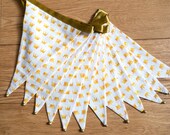Gold crown fabric bunting  | Double-sided | 12 flags | 3 metres