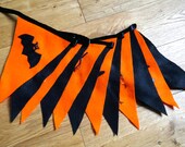 Orange and black spooky Halloween felt bunting | Double-sided | 12 flags | approx 3 metres
