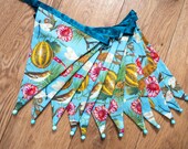 RHS tropical flowers, fruit and birds fabric bunting | Double-sided | 12 flags | Approx 3 metres