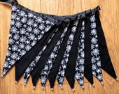 Glow in the dark black spiderweb Halloween fabric bunting | Double-sided | 12 flags | approx 3 metres