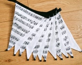 Black and white music notes fabric bunting | Double-sided | 12 flags | Approx 3 metres