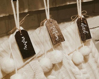 BEST SELLING | Wood stocking tags | handlettered stained tags, customized name tags, stocking tags, stocking names