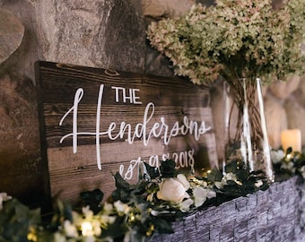 Family Name Sign Wood, Last Name Sign Family, Wedding Prop, Wedding Sign, Last Name Wood Sign, Last Name Established Sign, Last Name Gift