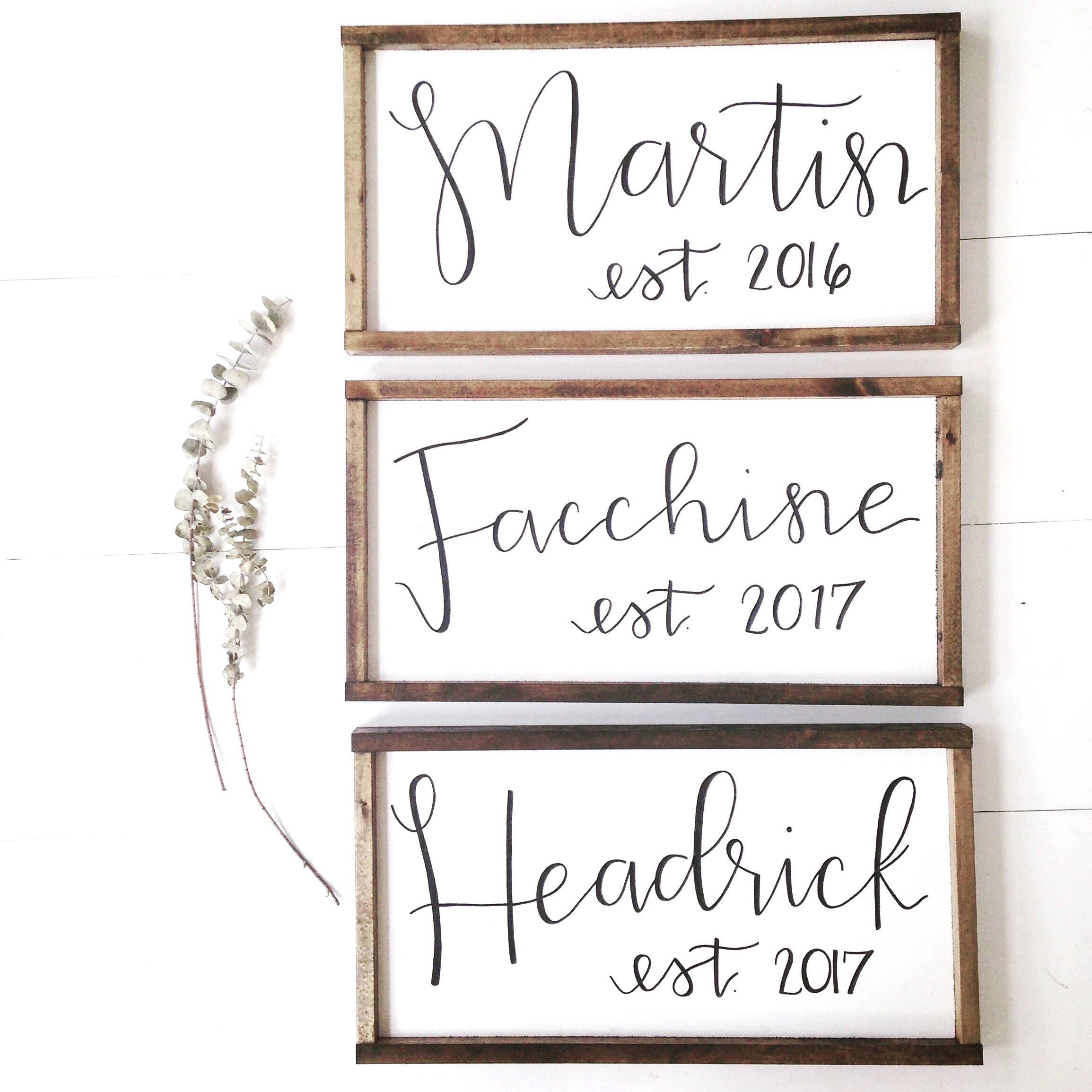 Last Name Sign Last Name Established Sign Wood Last Name Etsy